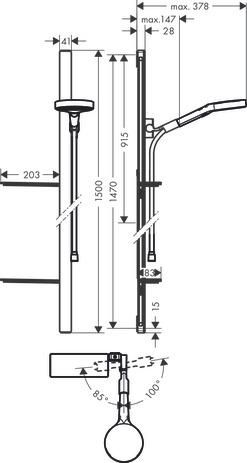 hansgrohe Rainfinity Ensemble de douche 130 3jet avec barre de douche 150 cm et porte-savon, Chrome