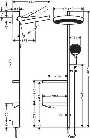 hansgrohe Rainfinity Colonne de douche 360 1jet pour installation encastrée, Chromé