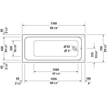 Baignoire d-code 1700x750mm blanc ecoulement lateral réf. 700100000000000
