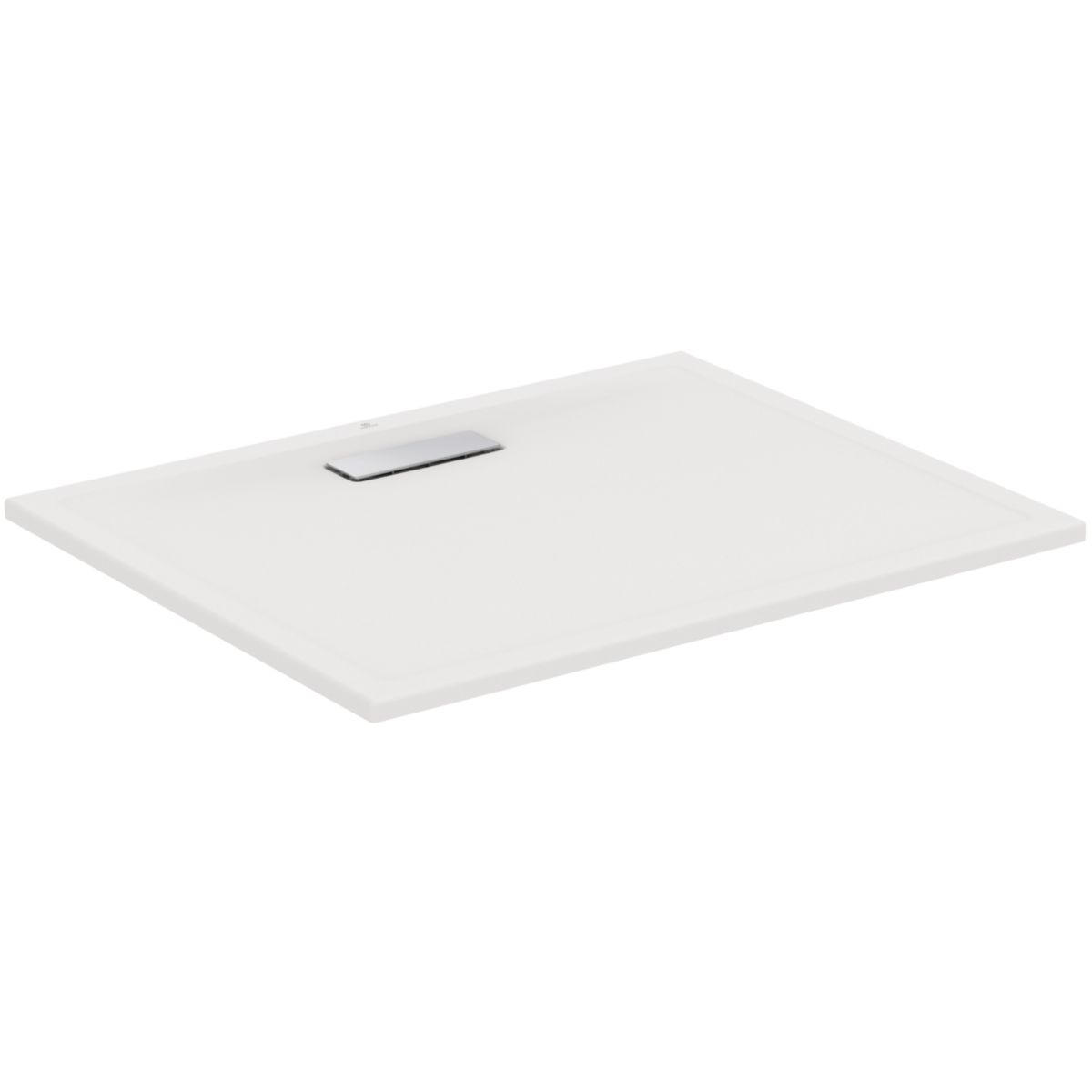 Receveur rectangulaire en acrylique 100 x 80 cm Ultra Flat New blanc, avec traitement antidérapant extra-plat 2,5 cm d' épaisseur à encastrer ou à poser à équiper d' une bonde rectangulaire non fournie Réf T4468YK