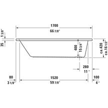 Baignoire d-code 1700x750mm blanc ecoulement lateral réf. 700100000000000