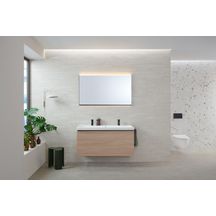 Miroir LED Geberit Option Plus Square avec éclairage direct et indirect,largeur 90cm, hauteur 70cm, Noir mat