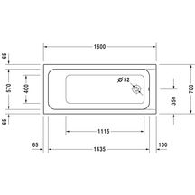 Baignoire vidage laiton D-CODE 160x70 cm Blanc réf. 700103000000000