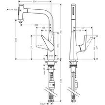 hansgrohe Talis Select M51 Mitigeur de cuisine 300 avec douchette extractible, 2jet, Aspect acier inox