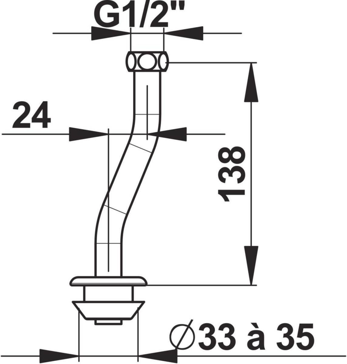 Effet d'eau tube équipé pour urinoir 8418-Selles réf. 50913