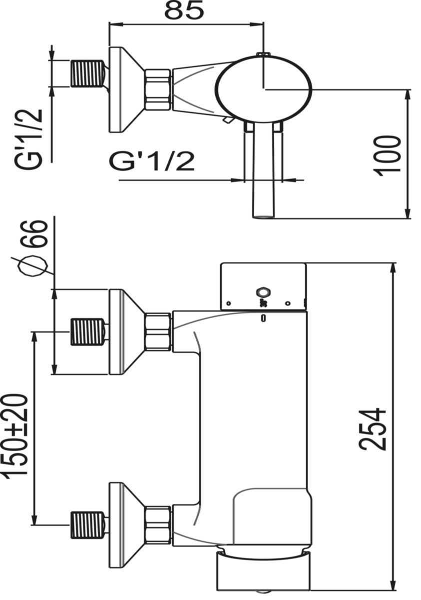 Mitigeur thermostatique de douche hospitalier Mastermix réf. 75112