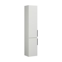 Colonne EQIO SMART hauteur 176 cm, largeur 35 cm, profondeur 29.8 cm avec 2 portes, 4 étagères verres, 1 étagère fixe, charnière gauche, finition blanc brillant, poignée noir Réf. HSFB035GF3666G0200