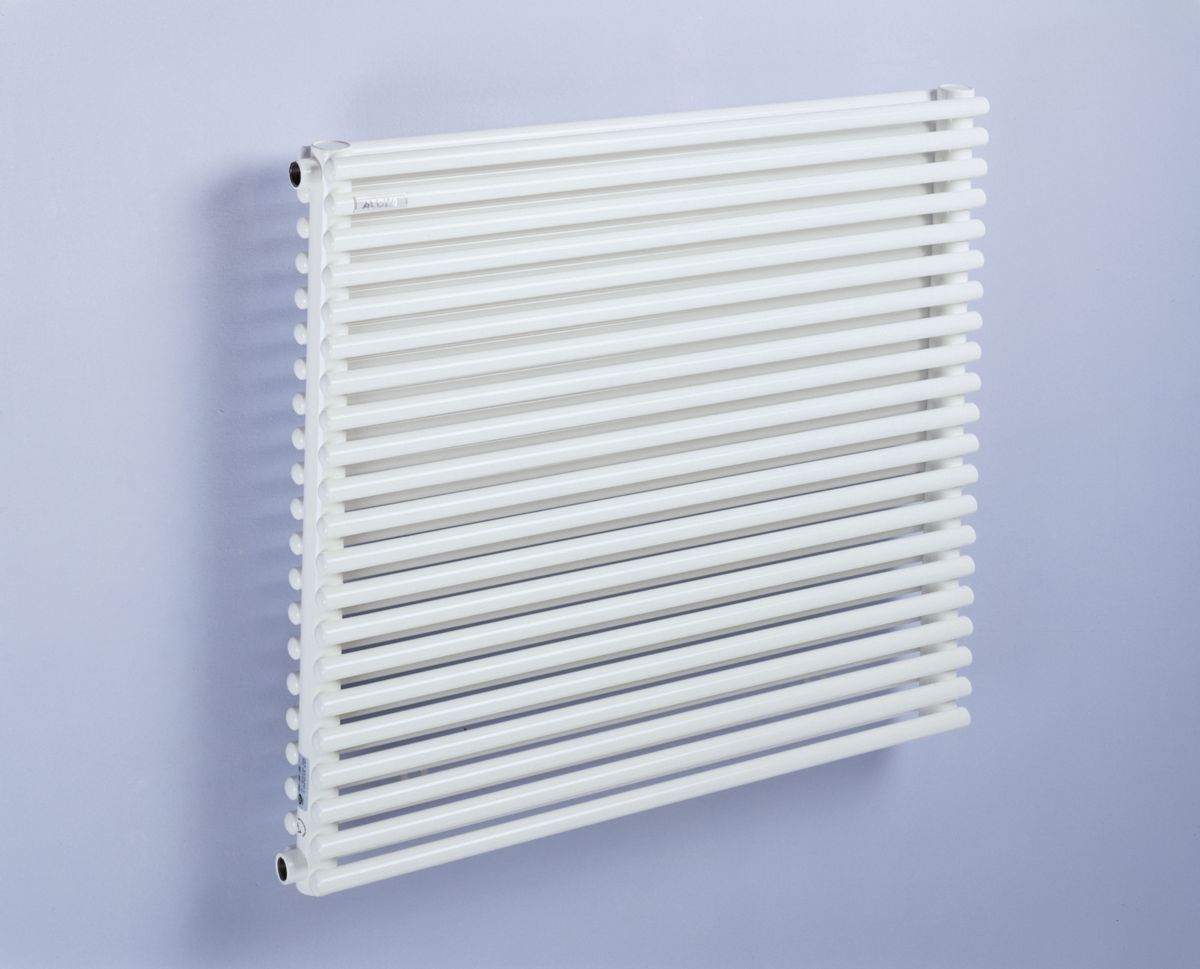 Radiateur eau chaude Acova Kéva  horizontal double, puissance 1438W (dT50), hauteur 728 mm, largeur 1000 mm, 22 éléments, raccordement latéral de même côté, appareil réversible gauche/droite, Blanc RAL 9016 Réf. VKD-072-100