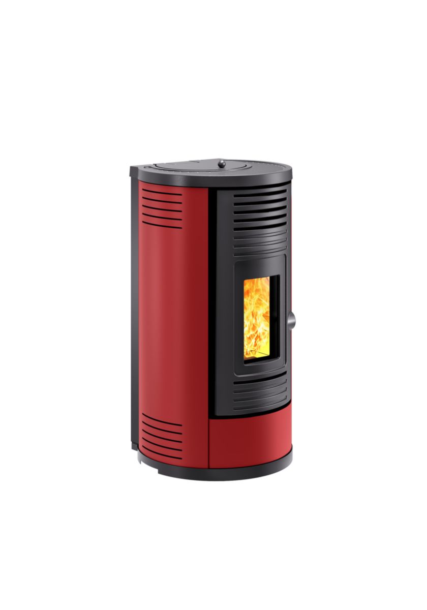 Poêle a granulés G FONTICA 8 WIFI PLUS étanche fonte /acie rouge 8,2 kW reservoir 17 kg Réf. P942087