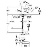 Mitigeur monocommande Lavabo Taille M Eurosmart Chromé GROHE Réf. 23975003