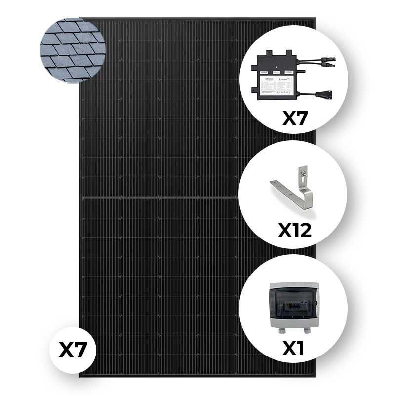 Kit 2975 Wc DUONERGY 425 Cadre Noir SOLENSO ISY PV Ardoise Portrait 1Lx7C réf : KIT0065