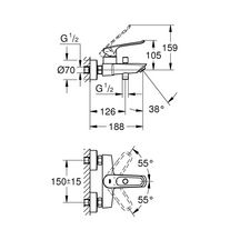 Mitigeur monocommande Bain / Douche Eurosmart Chromé GROHE Réf. 25241003