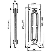 Radiateur en fonte horizontal FLOREAL Puissance 2172 WATT (Dt 50°C) Version Orné Hauteur 950 mm Longueur 936 mm Nombre d'éléments 12 C13671200