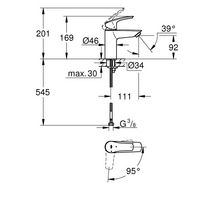 Mitigeur lavabo Taille S Eurosmart Chromé GROHE Réf. 23974003