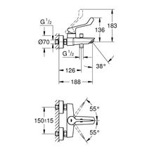 Mitigeur monocommande Bain / Douche Eurosmart Chromé GROHE Réf. 25243003