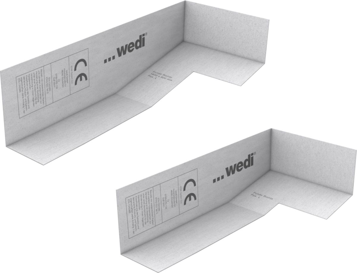 wedi Tools Angle d'étanchéité de pente pour Fundo Riolito & RioLigno, en format 226x110x66,75mm, côté gauche