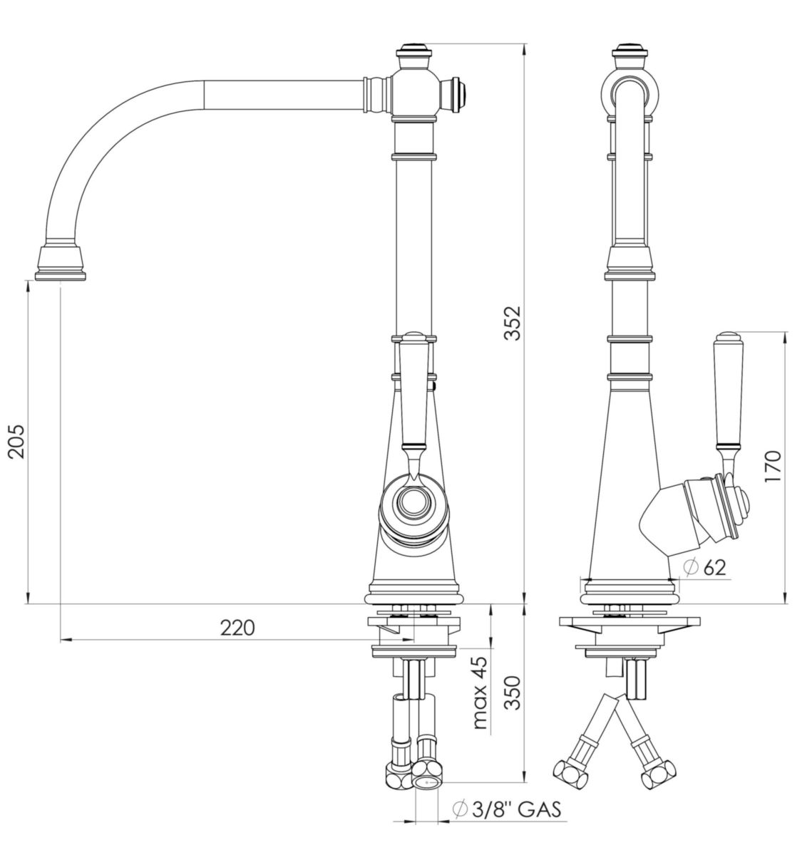 Mitigeur d'evier monocommande charlie chrome bec mobile. monojet réf. CH75513CR