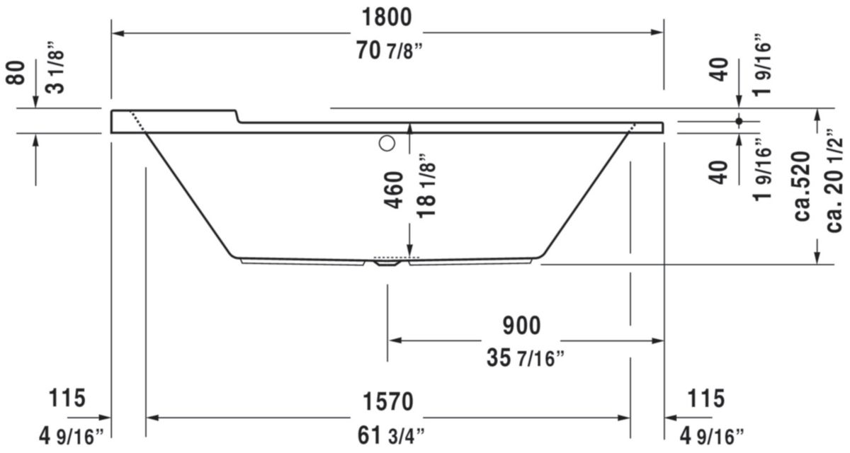 Baignoire ovale starck 1800 x 800mm Réf. 700009000000000