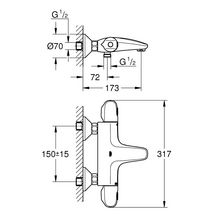 Mitigeur thermostatique Bain / Douche 1/2 Grohtherm 1000 Chromé GROHE 34821003