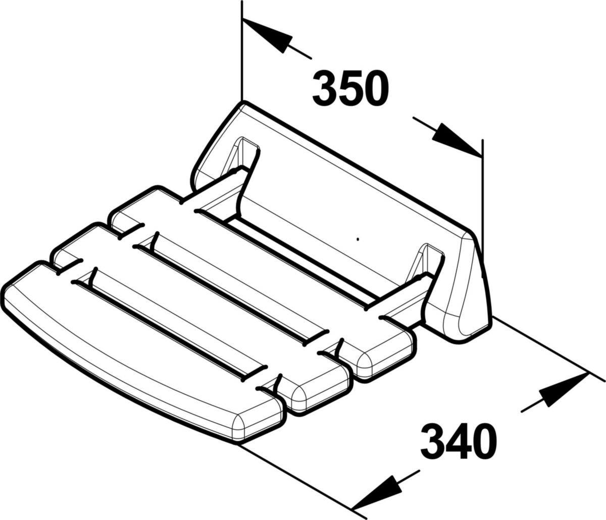 Siège de douche fixe relevable, stand ard, largeur 350 mm réf. 60582