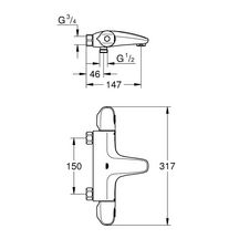 Mitigeur thermostatique Bain / Douche 1/2 Grohtherm 1000 Chromé GROHE 34823003