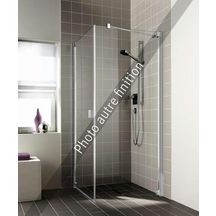 Paroi de douche Raya, 103 x 200 fixe fixation murale à droite profilé argent poli verre teinté gris traité anticalcaire rothaclean Réf. 1403031653