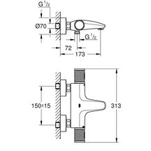 Mitigeur thermostatique Bain / Douche 1/2 Grohtherm 1000 Performance Chromé GROHE 34833000