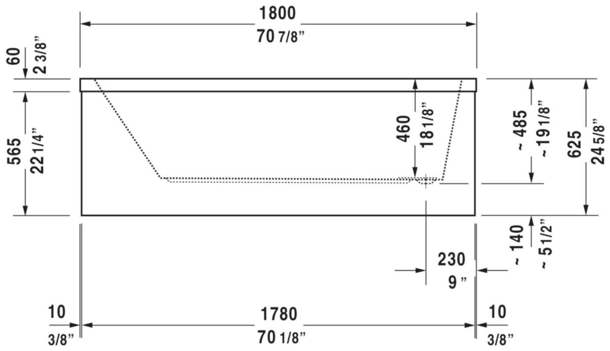 Baignoire starck 1800x900mm blanc réf. 700050000000000