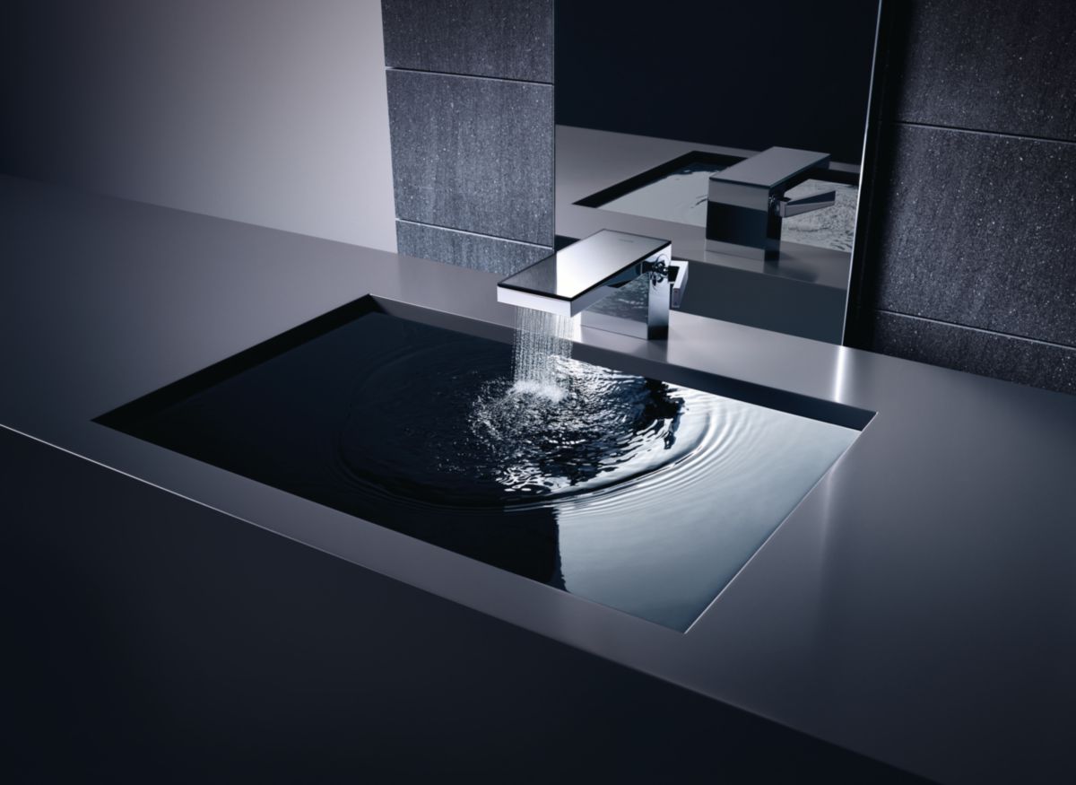 Mitigeur lavabo AX MyEdition 70 surface chromé/verre noir bonde push-open Réf. 47010600