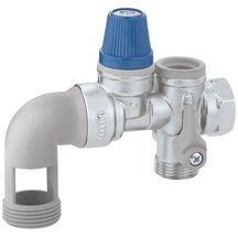 Groupe sécurité avec siège inox (manette soupape bleu) embout coudé pivotant GS20CI