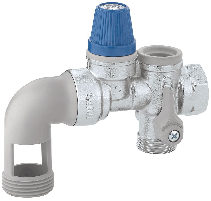 Groupe sécurité avec siège inox (manette soupape bleu) embout coudé pivotant GS20CI