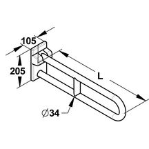 Barre relevable, D 32 mm, L 650 mm, aluminium gainé ABS antibactérien réf. 60809