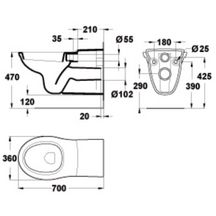 Cuvette MATURA 2 70cm sans trou d'abattant, blanc réf. P246401