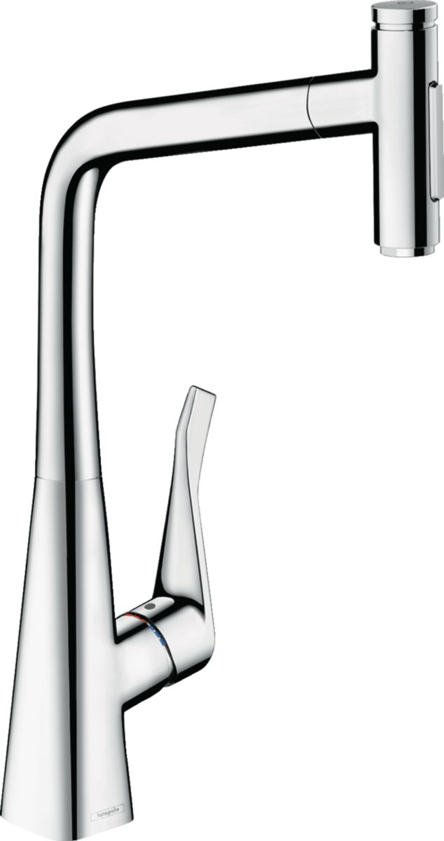 hansgrohe Metris Select M71 Mitigeur de cuisine 320, avec douchette extractible 2 jets, sBox, Chrome