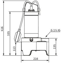 Pompe de relevage eaux chargées Rexa MINI3 350m3/h 0,6kW monophasé (230 V, 50 Hz)Ref.7851236