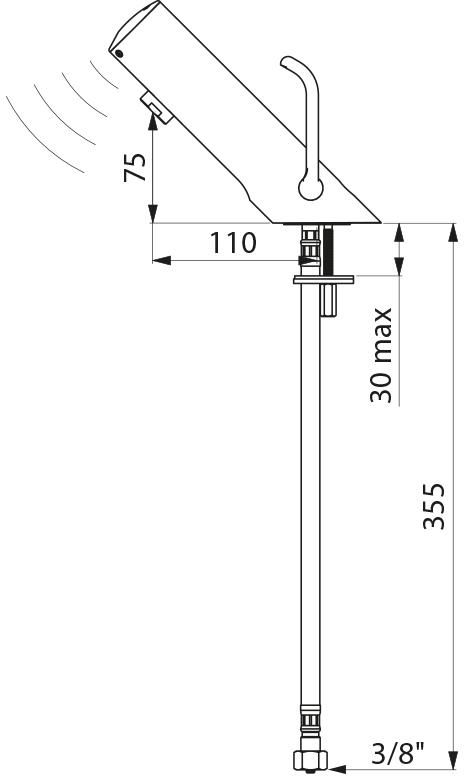 Mitigeur électronique TEMPOMATIC MIX 4 lavabo F12 x 17 mitigeur à pile 6V intégrée, LH réf. 490106LH