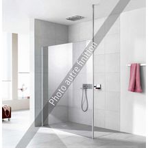 Paroi Walk-in-shower XS WALL avec profilé et fixation plafond, fixation à gauche XS WD4 14020 1PR Argent mat Verre clair traité anticalcaire ROTHACLEAN Réf. 1403010316