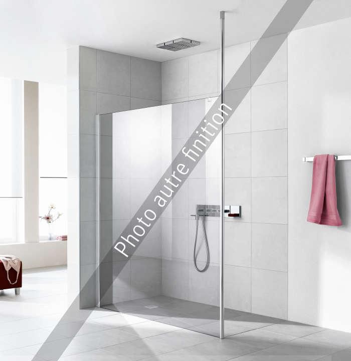 Paroi Walk-in-shower XS WALL avec profilé et fixation plafond, fixation à gauche XS WD4 14020 1PR Argent mat Verre clair traité anticalcaire ROTHACLEAN Réf. 1403010316