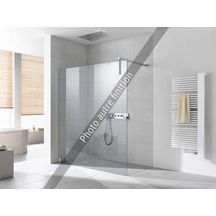 Paroi Walk-in-shower XS WALL avec profilé et stabilisateur fixation murale, fixation à gauche XS WW4 17020 1PR Argent mat Verre clair traité anticalcaire ROTHACLEAN Réf. 1403010263