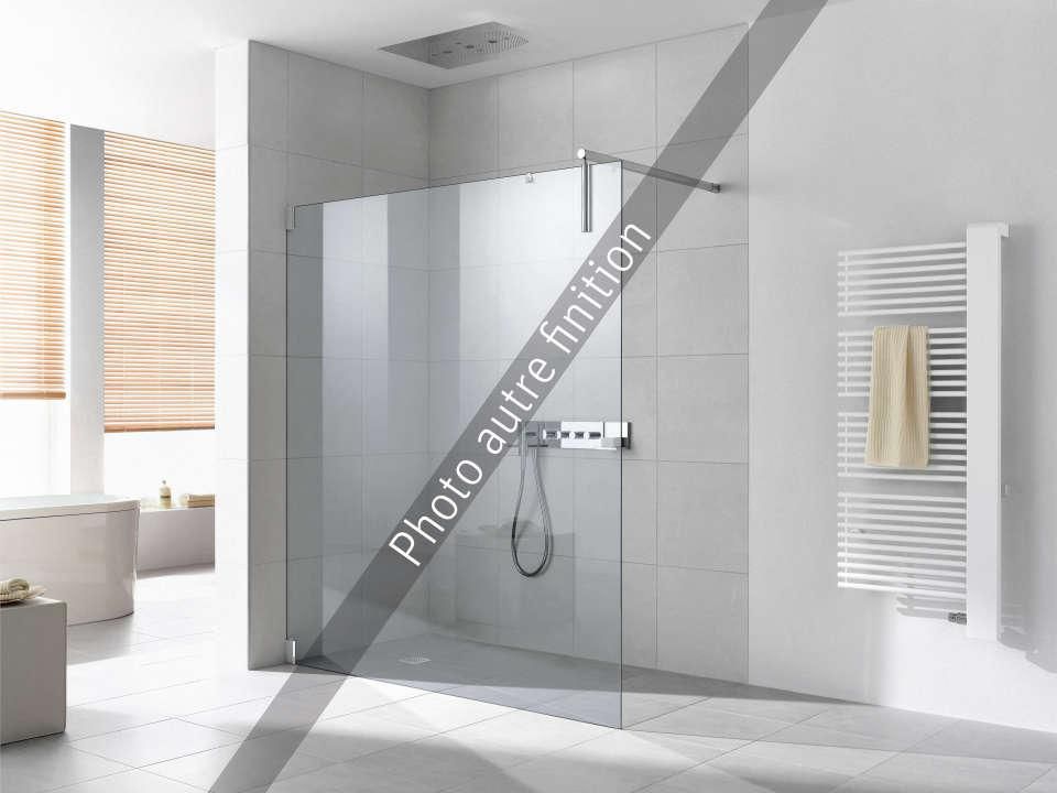 Paroi Walk-in-shower XS WALL avec profilé et stabilisateur fixation murale, fixation à gauche XS WW4 17020 1PR Argent mat Verre clair traité anticalcaire ROTHACLEAN Réf. 1403010263