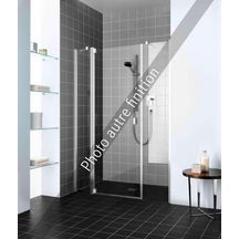 Porte de douche pivotante avec 2 éléments fixes, pivots à gauche, RAYA, largeur 1600 mm, hauteur 2000 mm, Profilé Argent POLI, Verre teinté gris traité anticalcaire Réf. RA1AL16020VMR