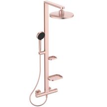 Colonne de douche thermostatique ALU+ Pomme de tête 260 mm orientable 2 jets - Douchette 100 mm  2 jets  Rose brossé Réf : BD583RO