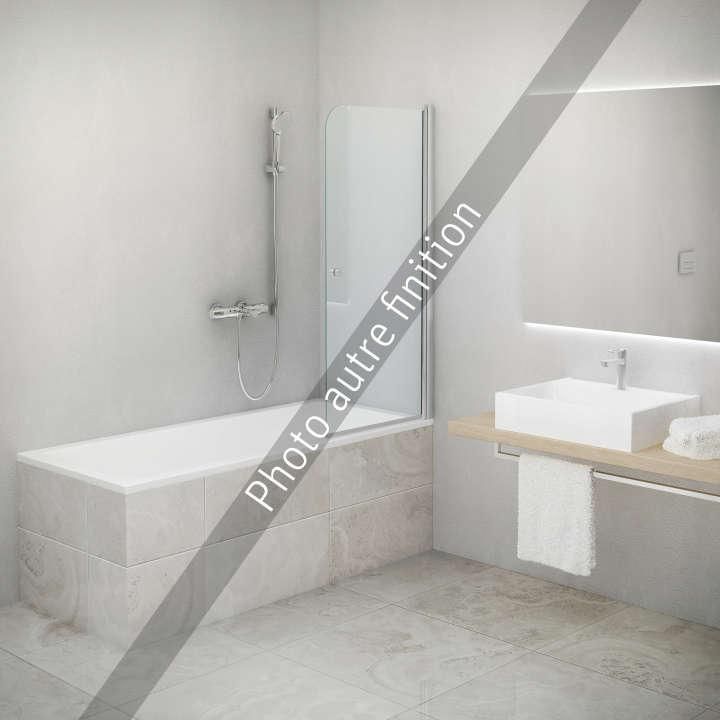 Paroi de baignoire 1 élément pivotant, Série EQUI, largeur 800 mm, hauteur 1400 mm, profilé Blanc, verre clair traité anticalcaire Réf. EIBAI080142PE