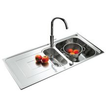 Evier PORTOFINO 4811 100x50cm 1 cuve 1 égouttoir 1 vide-sauce bonde D90mm réversible inox lisse réf. EV4811 IL