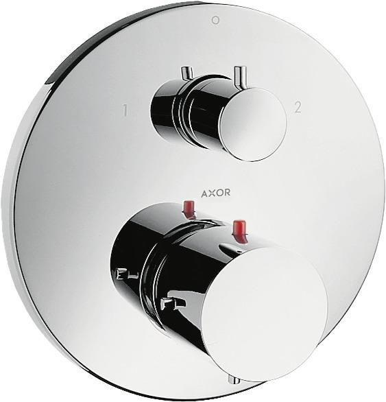 AXOR Starck Thermostatique encastré avec robinet d'arrêt/inverseur, Aspect acier inoxydable