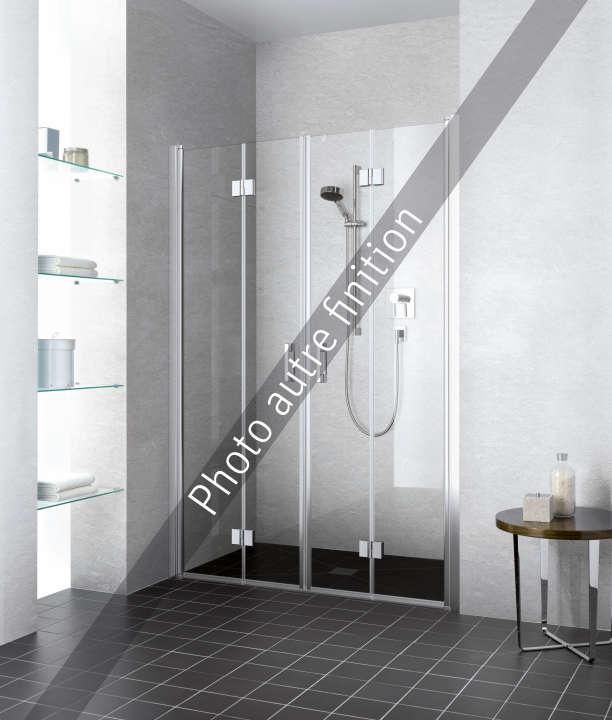 Porte de douche pivotante repliable 4 éléments, Série LIGA, largeur 1300 mm, hauteur 2000 mm, profilé argent mat, Verre clair Réf. LI2T4130201AR