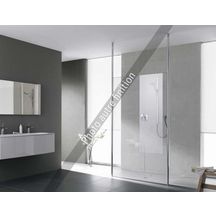 Paroi Walk-in-shower XS FREE avec stabilisations plafonds XS FD1 12020 1PR Argent mat Verre clair traité anticalcaire ROTHACLEAN Réf. 1403010202