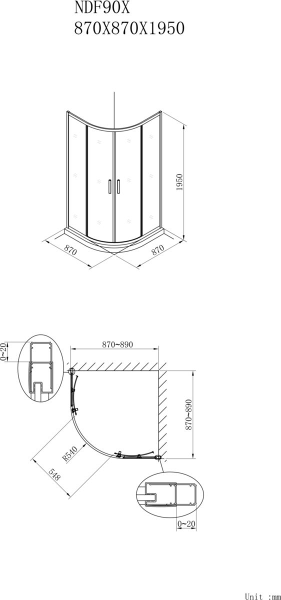 Paroi de douche Alterna Concerto quart cercle coulissant L 90 x H 195 cm profilé argent brillant verre sérigraphié