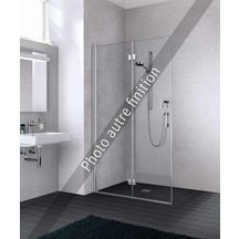 Paroi de douche Liga 120 x 200 porte Walk-in repliable montée seule, pivot à gauche profilé argent poli verre clair traité anticalcaire rothaclean Réf. 1403030989