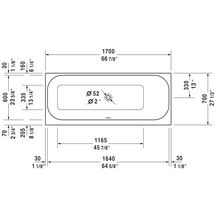 Baignoire Happy D2 1700x700mm blanc a encastrer angle droit réf. 700311000000000